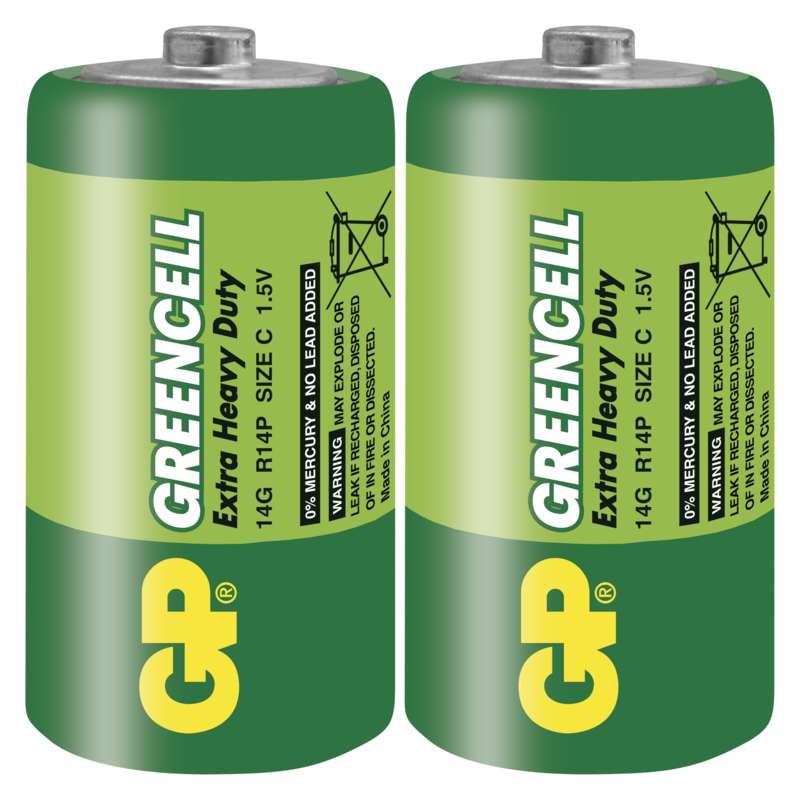 Zinko-chloridová batéria GP Greencell R14 (C) 2ks