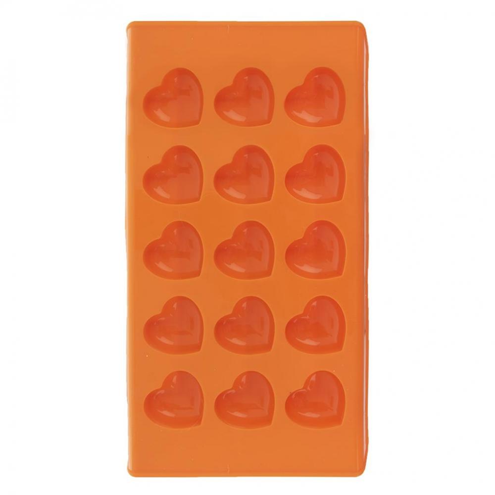 Forma silikon na čokoládu srdce 15, oranžová
