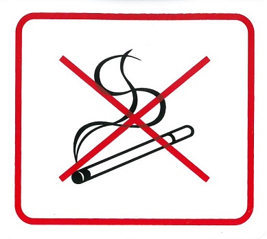 Zákaz vstupu s cigaretou 110x90mm - samolepka