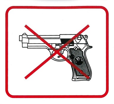 Zákaz vstupu so zbraňou 110x90mm - samolepka