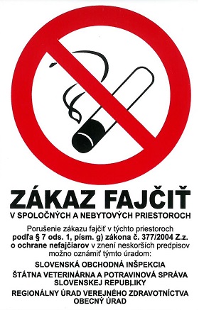 Zákaz fajčiť v spoločných a nebytových priestoroch 140x90mm - samolepka