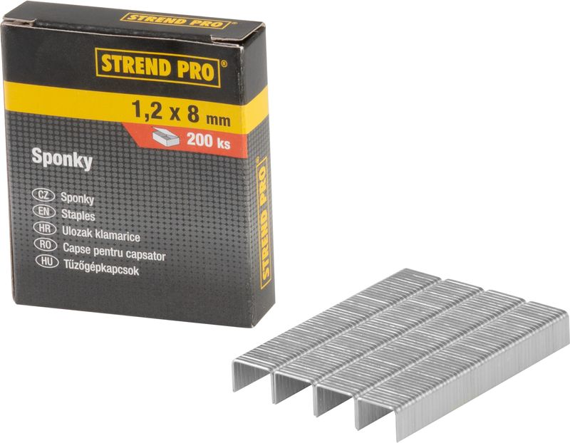 Spony Strend Pro KF1062-06, 8 mm, sponky do sponkovačky, 1.2 mm, bal. 200 ks