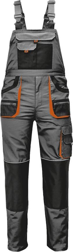 Nohavice FF CARL BE 01-004, sivá 52, monterky s náprsenkou, zosilnené kolená