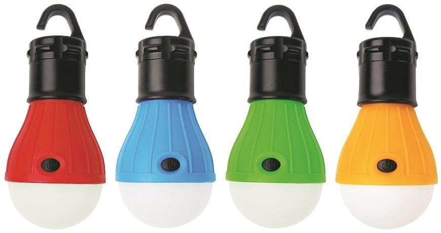Svietidlo Strend Pro Camping C748, lampa, tvar žiarovky, 3xAAA, červená, modrá, zelená, or