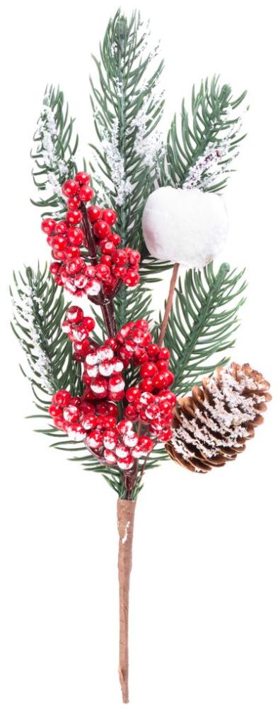 Vetvi�ka MagicHome Vianoce, so �i�kou a bobu�ami, zasne�en�, 31 cm
