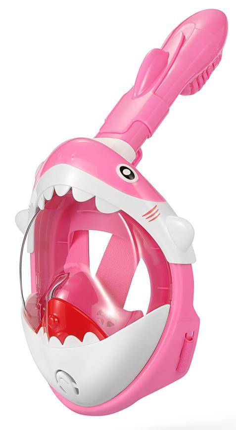 Maska šnorchlovacia Shark, celotvárová, pre deti 4+, XS, ružová