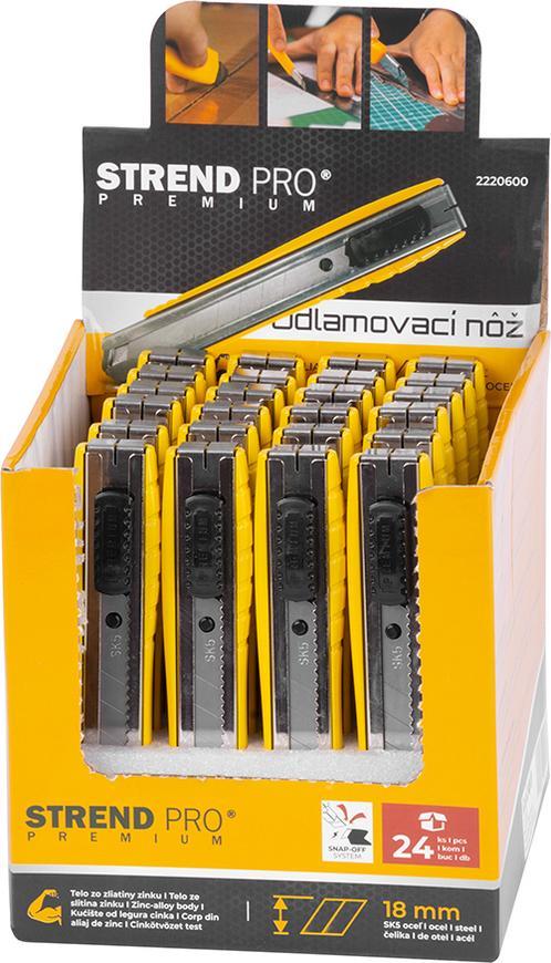 Nôž Strend Pro Premium, 18 mm, odlamovací, kovový, 24 ks sellbox