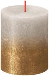 Svieka Bolsius Rustic, valcov, vianon, Sunset Sandy Grey+ Gold, 80/68 mm