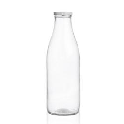 Fľaša sklo/kov viečko na mlieko 1 l vyššia
