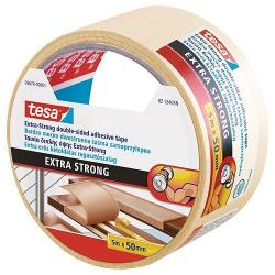 Pska tesa Extra STRONG Permanent, objostranne lepiaca, fliov, biela , 50 mm, L-5 m