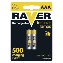 Batria RAVER SOLAR HR03, nabjaten batria, 400 mAh, bal. 2 ks, AAA tuka