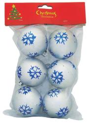 Gule MagicHome Vianoce, 6 ks, strieborn s modrmi vlokami, 6 cm