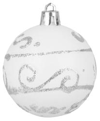 Gule MagicHome Vianoce, 3 ks, biele s ornamentom, 5 cm