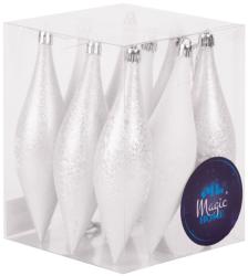 Ozdoba MagicHome Vianoce, 9 ks, 14x4 cm, bielo - strieborn, na vianon stromek