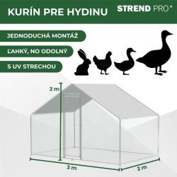 Kurn Strend Pro, pre hydinu, volira, klietka, kurnik, so strechou, 3x2x2 m