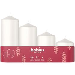 Svieky Bolsius Pillar Advent, Vianoce, biele, 60/80/100/120x48 mm, bal. 4 ks