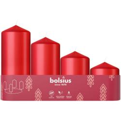 Svieky Bolsius Pillar Advent, Vianoce, erven, 60/80/100/120x48 mm, bal. 4 ks