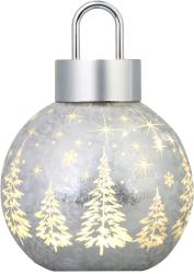 Gua MagicHome Vianoce, sklo, strieborn, 10xLED tepl biela, 12x12x18 cm, 2xAA