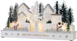 Dekorcia MagicHome Vianoce, dedinka, drevo, 15xLED tepl biela, 45x15x22.7 cm, 2xAA