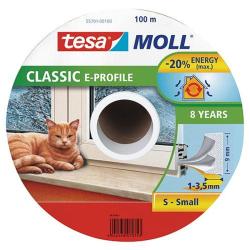 Tesnenie tesamoll� profil E, 9 mm, biele, L-100 m, na okn� a dvere, hned�