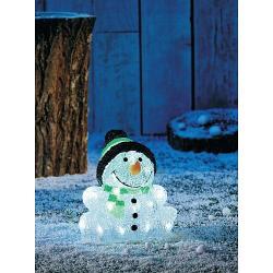 Dekorcia MagicHome Vianoce, Snehuliak, 30 LED studen biela, asova, akryl, 3xAA, IP44,