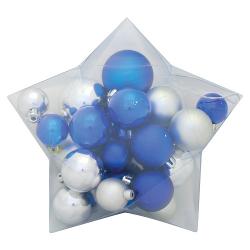Gule MagicHome Vianoce, set, 24 ks, strieborno - modr, 3-5 cm