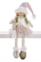 Dekorácia MagicHome Vianoce, Dievčatko v ružovej sukni, 33 cm