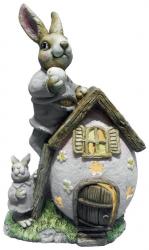 Dekorácia MagicHome Gecco, Zajace na vajíčku, keramika, 26x20x45 cm