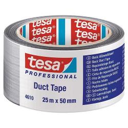 Pska tesa BASIC Duct Tape, lepiaca, strieborn, textiln, 50 mm, L-25 m