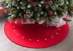 Koberec MagicHome Vianoce, �erven�, s hviezdi�kami, 22 LED, tepl� biela, 2xAA, 90 cm