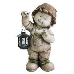 Dekorcia MagicHome Gecco, Chlapec s lampom, magnesia, 24x20x44 cm