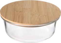 D�za MagicHome, sklenen�, okr�hla, 950 ml, s bambusov�m vekom