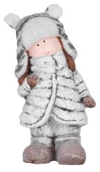 Postavika MagicHome Vianoce, Stojace dieva s iapkou, terakota, 26,5 cm