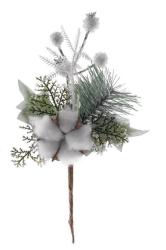 Vetvika MagicHome Vianoce, s bavlnou, biela, 25 cm
