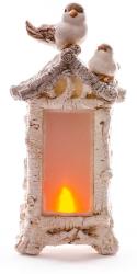 Dekorcia MagicHome Vianoce, Vtci na kozube, 12 LED, 3xAAA, keramika, 21x15x44 cm