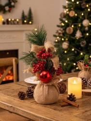 Dekor�cia MagicHome Vianoce, Vetvi�ky v jute, s gu�ou, 23 cm