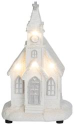 Dekorcia MagicHome Vianoce, Kostol biely, 4 LED tepl biela, 2xAAA, interir, 10x9x17 cm,