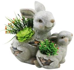 Dekorcia MagicHome Gecco, Zajace s kvetinom, magnesia, 34x19x32 cm