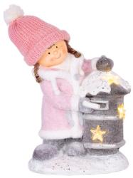 Dekorcia MagicHome Vianoce, Dievatko so schrnkou, 1 LED, 3xAA,  keramika, 31x23x43 cm