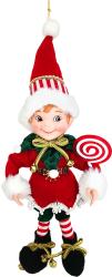 Dekor�cia MagicHome Vianoce, elf, textil, �erven�, 14/35 cm