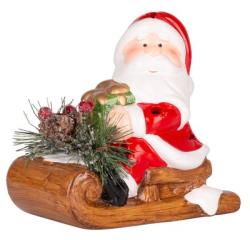 Dekorcia MagicHome Vianoce, Santa na saniach, LED, terakota, 12,6x8,5x11,5 cm
