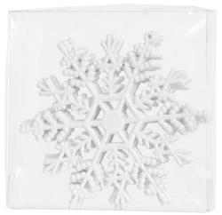 Ozdoba MagicHome Vianoce, 6 ks, snehov vloka, biela, na vianon stromek, 12 cm