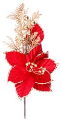 Vetvika MagicHome Vianoce, s kvetom poinsettia, erveno-zlat, 31 cm