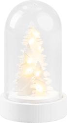 Dekorcia MagicHome Vianoce, biely stromek v kupole, LED, tepl biela, interir, 5,5x9 cm