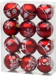Gule MagicHome Vianoce, 12 ks, 6 cm, erven s bielym ornamentom, na vianon stromek