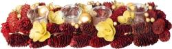 Ikebana MagicHome Vianoce, pr�rodn�, adventn�, so zlat�mi poh�rikmi, �erven�, 16x50x9 cm