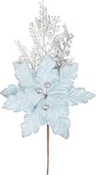 Vetvika MagicHome Vianoce, s kvetom poinsettia, modr/strieborn, 27 cm