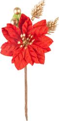 Vetvika MagicHome Vianoce, s kvetom poinsettia, erven, 16 cm