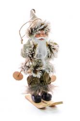 Dekorcia MagicHome Vianoce, Santa na lyiach, zvesn, 18 cm
