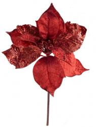 Kvet MagicHome Vianoce Poinsettia GlitterRed, erven, stonka, 23x20 cm, bal. 6 ks